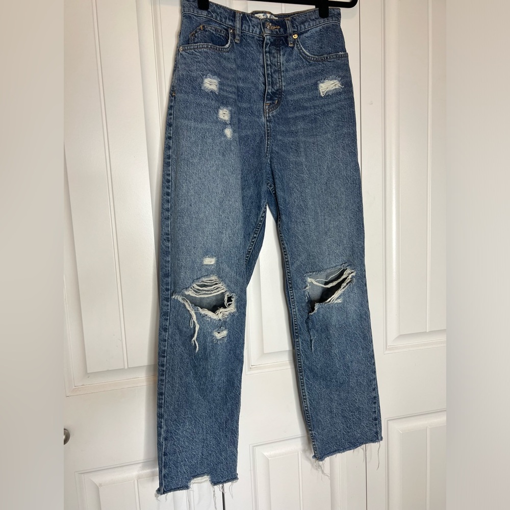 Free People Curvy High Waist Distressed Denim Jeans
